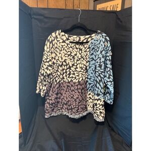 Sportelle Beautiful Color Block Blouse‎ with Fringe Hem  Womens 1X